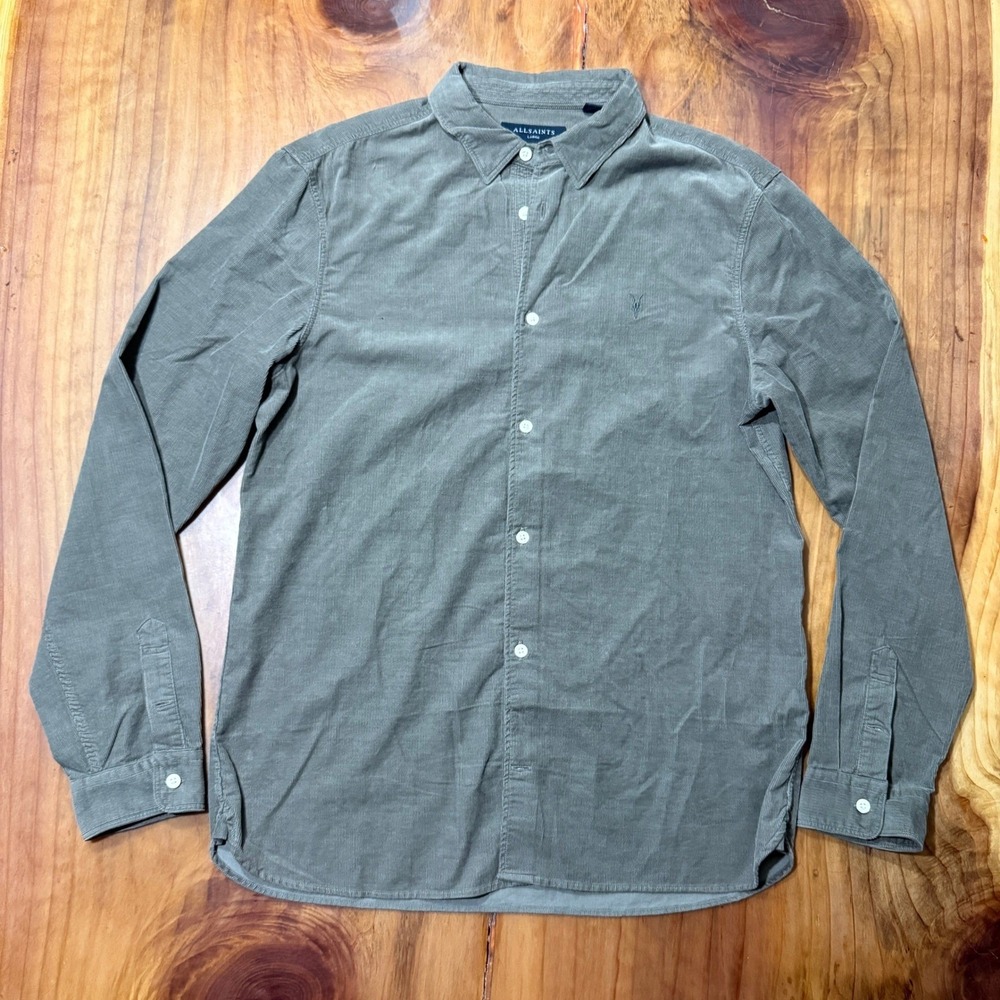 ALLSAINTS Shirt Mens Large Corduroy Organic Cotton Button Long Sleeve GG13